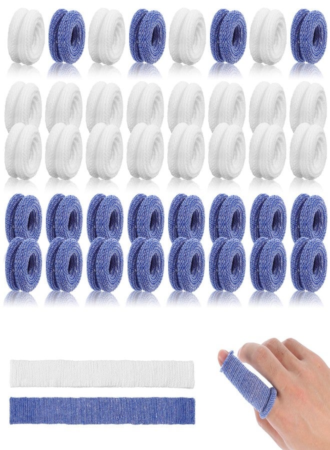 ElevateTech Finger Cots, 60 Pcs Finger Bandage Roll for Fingers Tips Cut Resistant Fingers Protectors Tubular Bandages for Wounds Elastic Thumb Covers for Gardening Sculpture Kitchen (M, Blue & White) - Image 1